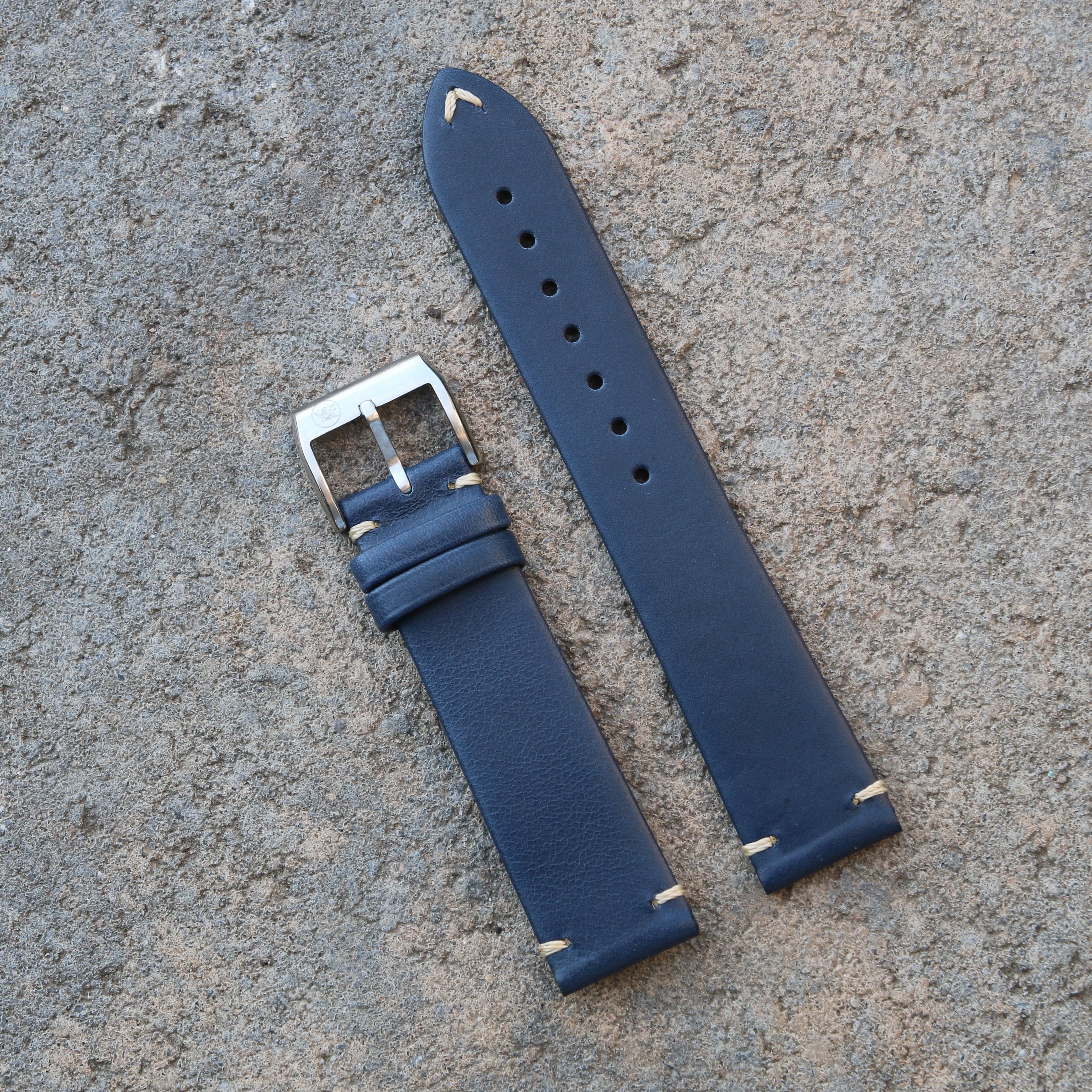 Vintage Style Calfskin Strap - Minimally Stitched